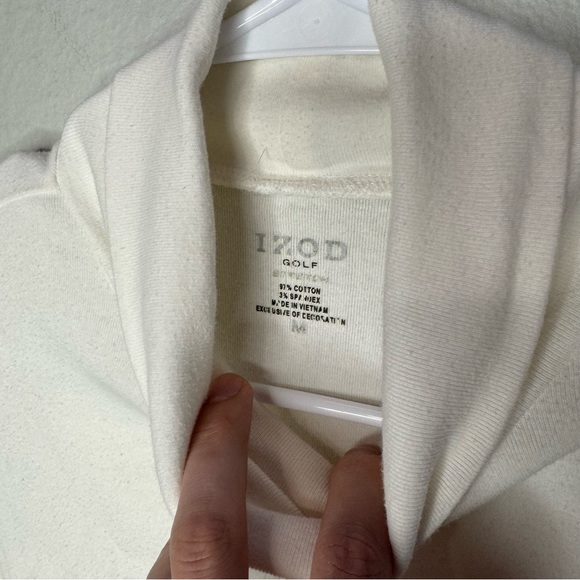 IZOD Golf Short Sleeve White Turtle Neck Shirt Size Medium - Picture 3 of 4